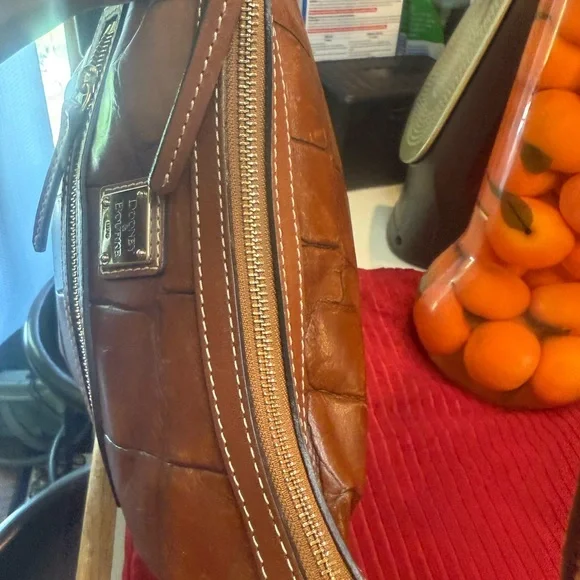 Dooney & Bourke Croc-Embossed Brown Shoulder Bag - Picture 12 of 16